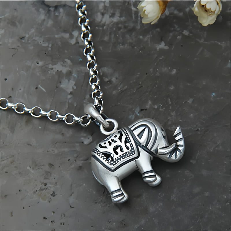 Collar con colgante de elefante de plata 990: símbolo de fuerza 990 Silver Elephant Strength Necklace Pendant