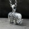 Collar con colgante de elefante de plata 990: símbolo de fuerza 990 Silver Elephant Strength Necklace Pendant