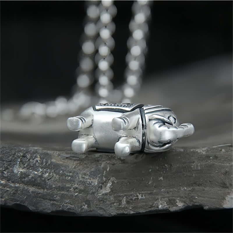 Collar con colgante de elefante de plata 990: símbolo de fuerza 990 Silver Elephant Strength Necklace Pendant