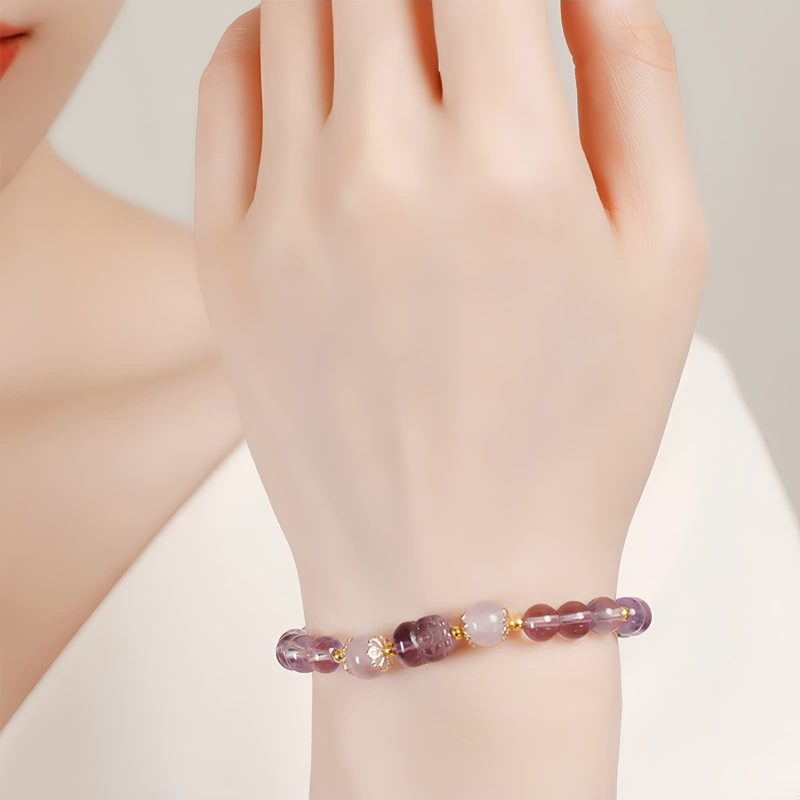 Pulsera de Sanación de Cuarzo Rosa y Aguamarina Aquamarine Strawberry Quartz Healing Bracelet