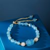Pulsera de Sanación de Cuarzo Rosa y Aguamarina Aquamarine Strawberry Quartz Healing Bracelet