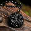 Collar de Purificación de Obsidiana Negra con Doble Pixiu Black Obsidian Double Pixiu Purification Necklace