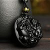 Collar de Purificación de Obsidiana Negra con Doble Pixiu Black Obsidian Double Pixiu Purification Necklace