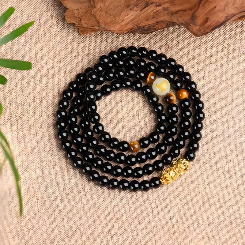 Pulsera de Protección Pixiu del Zodiaco Chino en Obsidiana Negra Black Obsidian PiXiu Zodiac Protection Bracelet