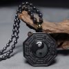 Kalung Liontin Batu Obsidian Hitam Yin Yang Black Obsidian Stone Yin Yang Pendant Necklace