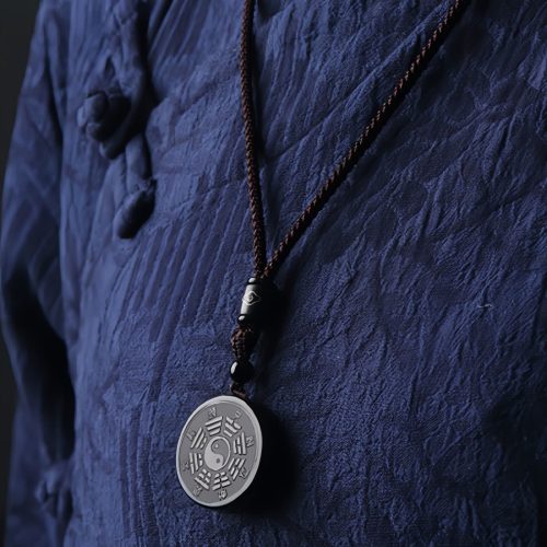 Collar con Colgante de Obsidiana Negra Yin Yang y Fuerza Collar con Colgante de Obsidiana Negra Yin Yang y Fuerza