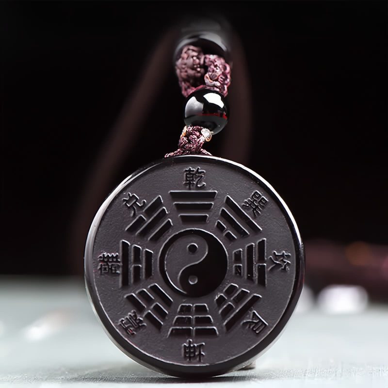 قلادة قوة يين يانغ من حجر الأوبسيديان الأسود Black Obsidian Yin Yang Strength Necklace