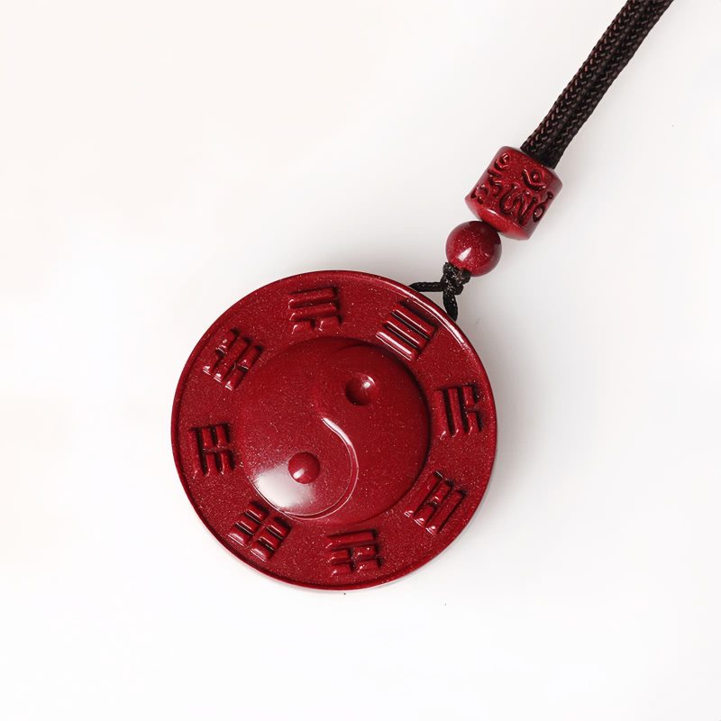 قلادة تعليقة يين يانغ من الزنجفر Cinnabar Yin Yang Pendant Necklace