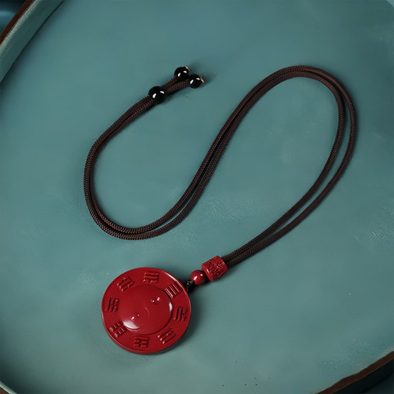 قلادة تعليقة يين يانغ من الزنجفر Cinnabar Yin Yang Pendant Necklace