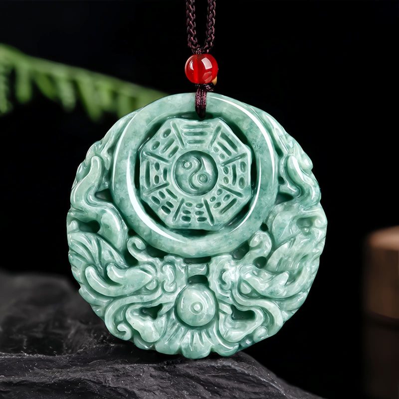 Collar de Equilibrio Dragón Jade Yin Yang Dragon Jade Yin Yang Balance Necklace