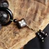 سوار يد من خشب الأبنوس المنقوش بتصميم يين ويانغ على شكل قرع Ebony Wood Yin Yang Engraved Gourd Balance Bracelet