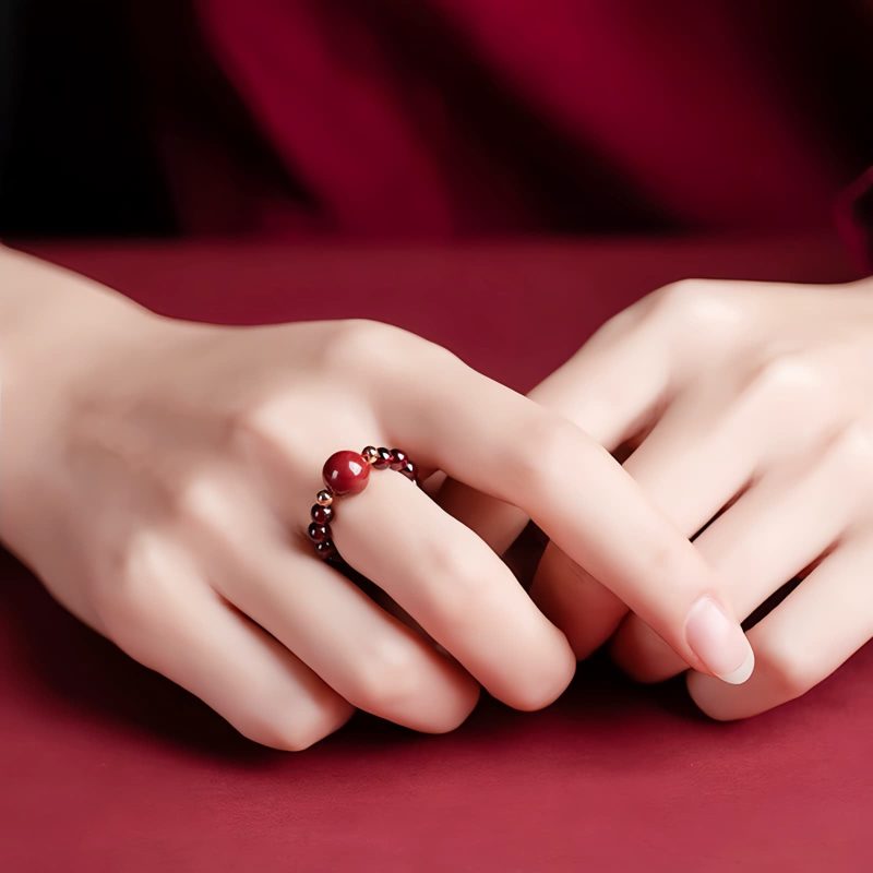 Anillo de Granate Pixiu Om Mani Padme Hum Garnet PiXiu Om Mani Padme Hum Ring