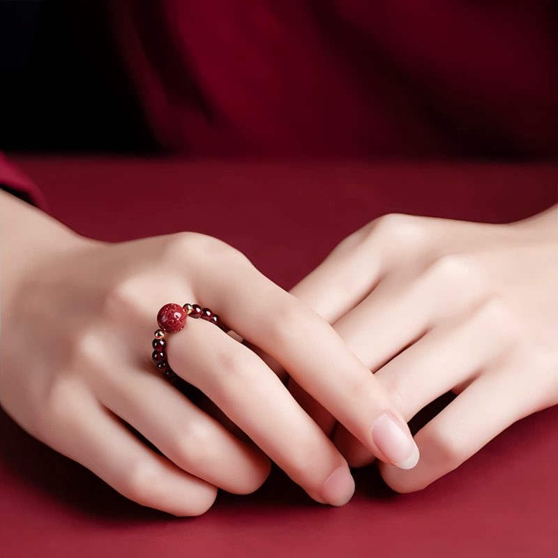Anillo de Granate Pixiu Om Mani Padme Hum Garnet PiXiu Om Mani Padme Hum Ring