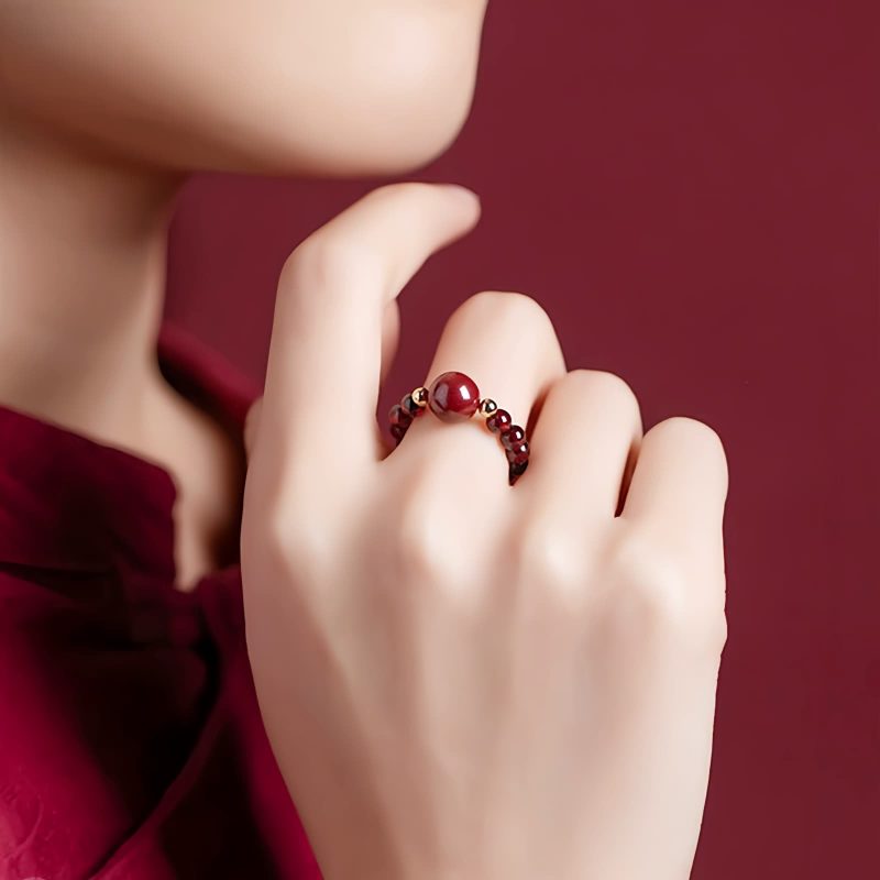 Anillo de Granate Pixiu Om Mani Padme Hum Garnet PiXiu Om Mani Padme Hum Ring