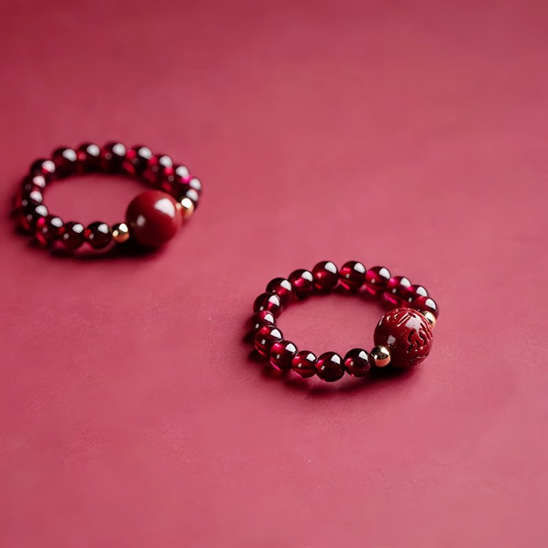 Anillo de Granate Pixiu Om Mani Padme Hum Garnet PiXiu Om Mani Padme Hum Ring