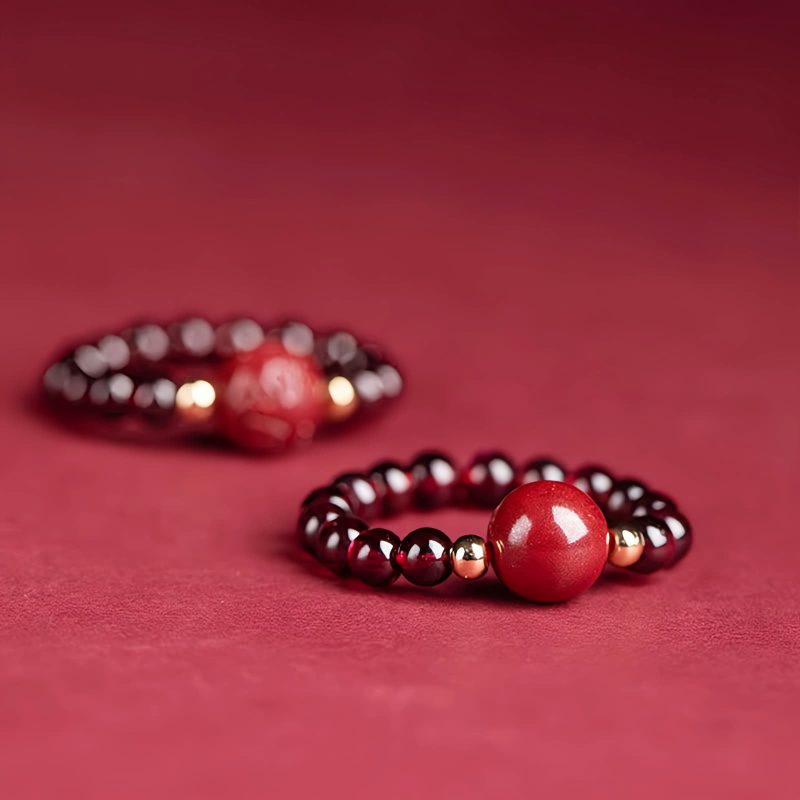Anillo de Granate Pixiu Om Mani Padme Hum Garnet PiXiu Om Mani Padme Hum Ring