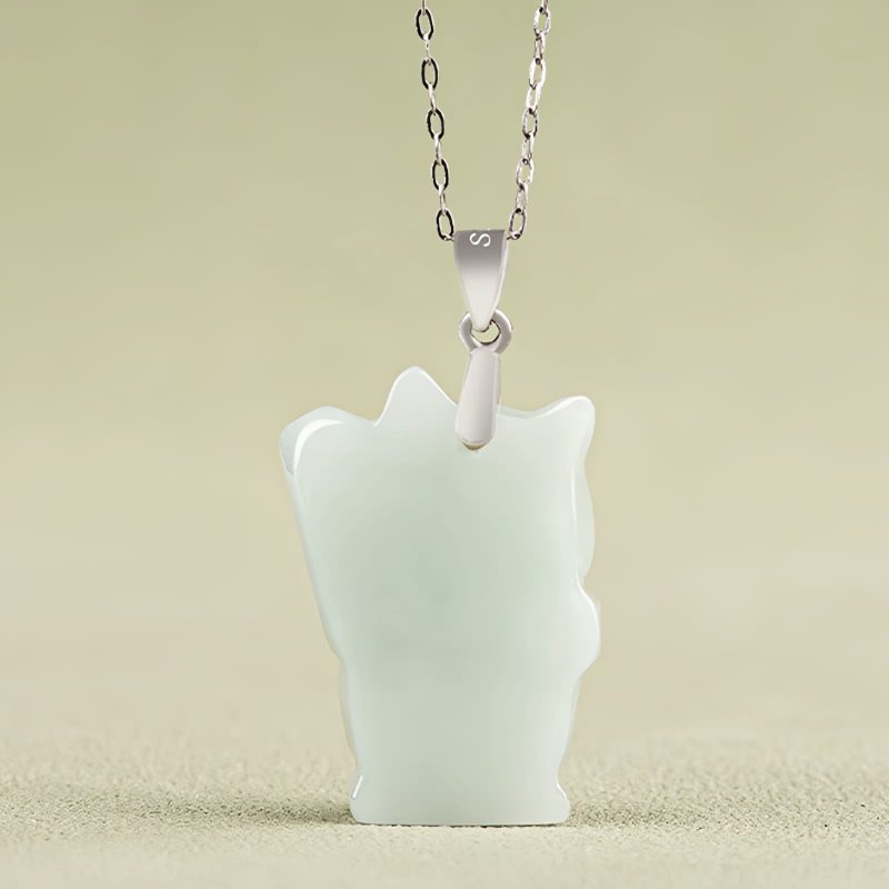 Kalung Liontin Kucing Keberuntungan Jade Jade Fortune Cat Prosperity Pendant Necklace