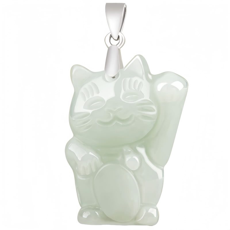 Kalung Liontin Kucing Keberuntungan Jade Jade Fortune Cat Prosperity Pendant Necklace