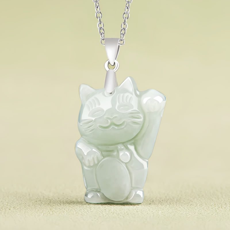 Kalung Liontin Kucing Keberuntungan Jade Jade Fortune Cat Prosperity Pendant Necklace