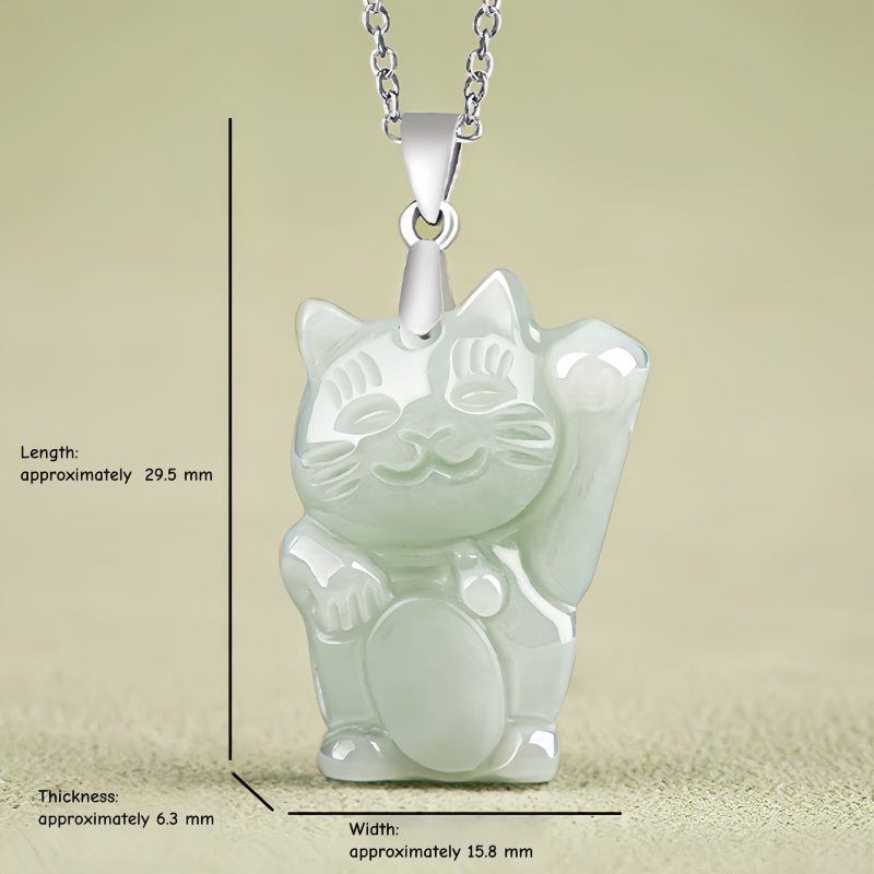 Kalung Liontin Kucing Keberuntungan Jade Jade Fortune Cat Prosperity Pendant Necklace