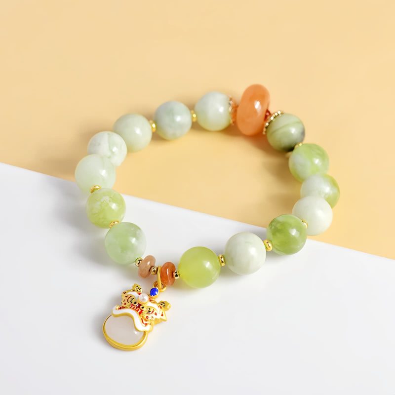 Pulsera de Prosperidad con León Danza de Jade Natural Natural Jade Prosperity Lion Bracelet