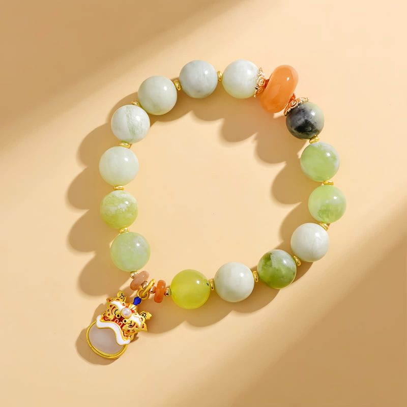 Pulsera de Prosperidad con León Danza de Jade Natural Natural Jade Prosperity Lion Bracelet