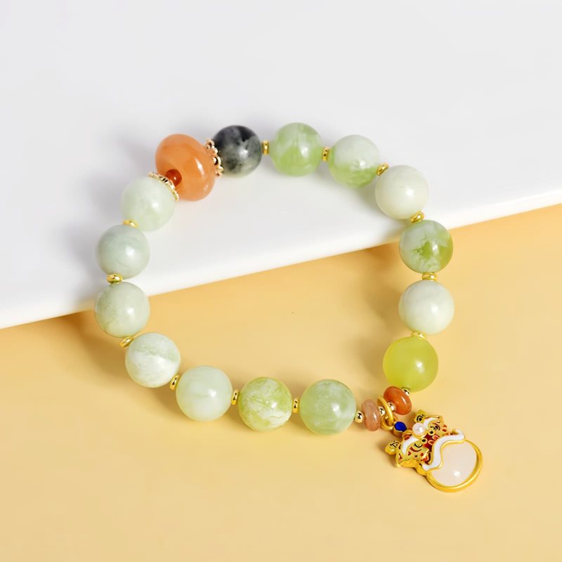 Pulsera de Prosperidad con León Danza de Jade Natural Natural Jade Prosperity Lion Bracelet