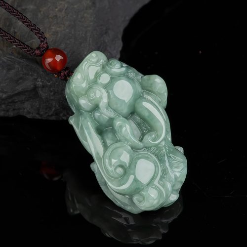 Collar con dije de Pixiu de jade para atraer la riqueza Collar con dije de Pixiu de jade para atraer la riqueza