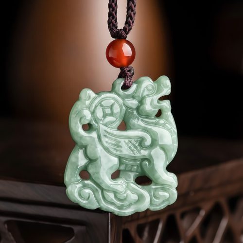 Collar con dije de Pixiu de Jade para la Abundancia Collar con dije de Pixiu de Jade para la Abundancia