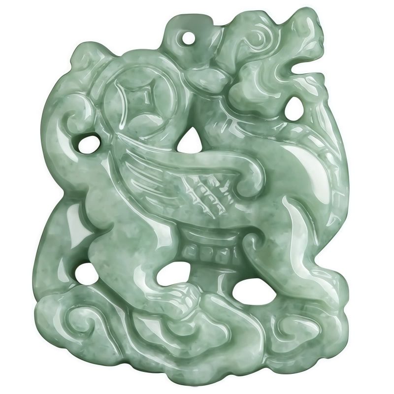 Colar Pingente de Riqueza PiXiu de Jade Jade PiXiu Wealth Pendant Necklace