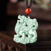 Colar Pingente de Riqueza PiXiu de Jade Jade PiXiu Wealth Pendant Necklace
