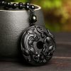 Naturale schwarze Obsidian-Pixiu-Halskette Natural Black Obsidian Pixiu Necklace