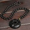 Naturale schwarze Obsidian-Pixiu-Halskette Natural Black Obsidian Pixiu Necklace