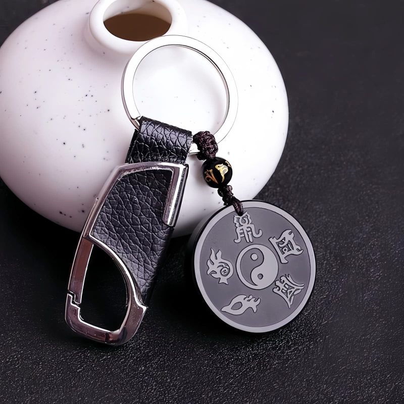 Kalung Liontin Kekuatan Taoisme Obsidian Hitam Alami Natural Black Obsidian Taoism Strength Pendant Necklace