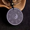 Kalung Liontin Kekuatan Taoisme Obsidian Hitam Alami Natural Black Obsidian Taoism Strength Pendant Necklace