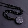 Kalung Liontin Kekuatan Taoisme Obsidian Hitam Alami Natural Black Obsidian Taoism Strength Pendant Necklace