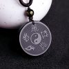 Kalung Liontin Kekuatan Taoisme Obsidian Hitam Alami Natural Black Obsidian Taoism Strength Pendant Necklace
