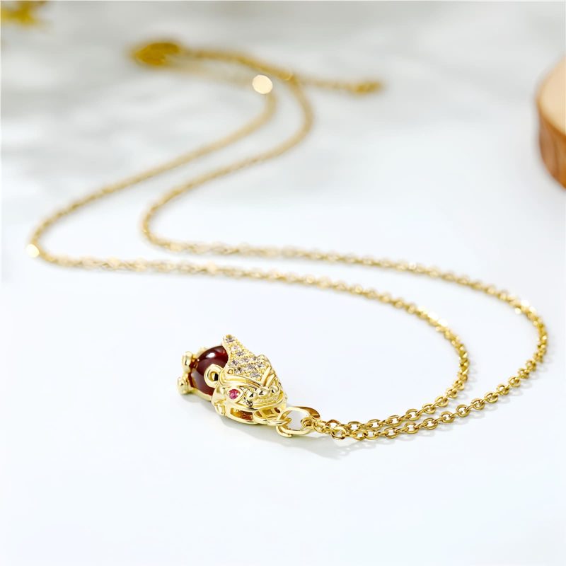 Collar de la Fortuna Pixiu con Granate Natural Natural Garnet Pixiu Fortune Necklace