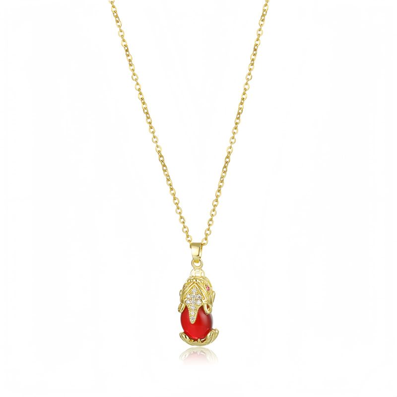 Collar de la Fortuna Pixiu con Granate Natural Natural Garnet Pixiu Fortune Necklace