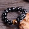 Gelang Perlindungan Kekuatan Natural Obsidian Pixiu Natural Obsidian Pixiu Strength Protection Bracelet