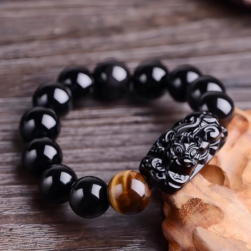 Pulsera de Protección y Fuerza de Obsidiana Negra Natural PiXiu Pulsera de Protección y Fuerza de Obsidiana Negra Natural PiXiu