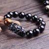 Gelang Perlindungan Kekuatan Natural Obsidian Pixiu Natural Obsidian Pixiu Strength Protection Bracelet