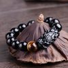 Gelang Perlindungan Kekuatan Natural Obsidian Pixiu Natural Obsidian Pixiu Strength Protection Bracelet