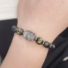 Gelang Obsidian Silver Sheen Alami Om Mani Padme Hum Natural Silver Sheen Obsidian Om Mani Padme Hum Bracelet