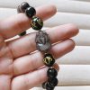 Gelang Obsidian Silver Sheen Alami Om Mani Padme Hum Natural Silver Sheen Obsidian Om Mani Padme Hum Bracelet