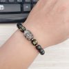 Gelang Obsidian Silver Sheen Alami Om Mani Padme Hum Natural Silver Sheen Obsidian Om Mani Padme Hum Bracelet
