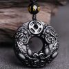 Collar con dije de Pixiu de Obsidiana para la Abundancia Obsidian Wealth Pixiu Pendant Necklace