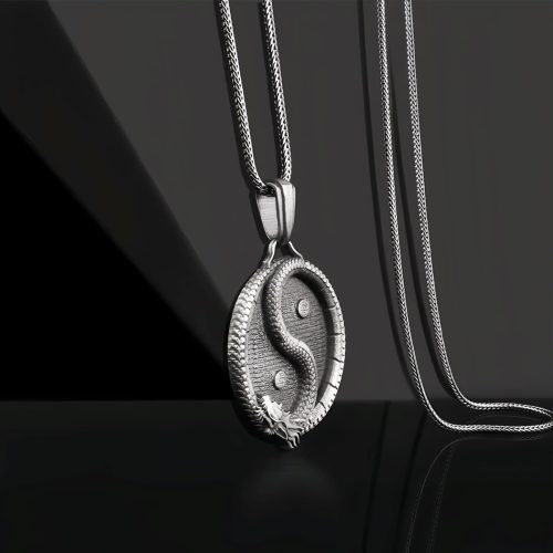 Collar con colgante de Dragón Yin Yang de Estaño Puro Collar con colgante de Dragón Yin Yang de Estaño Puro