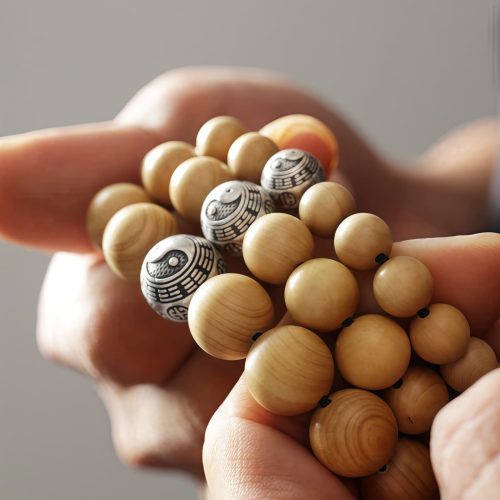 Pulsera de la Fortuna Bagua de Madera de Melocotón del Tíbet con Cinabrio Pulsera de la Fortuna Bagua de Madera de Melocotón del Tíbet con Cinabrio