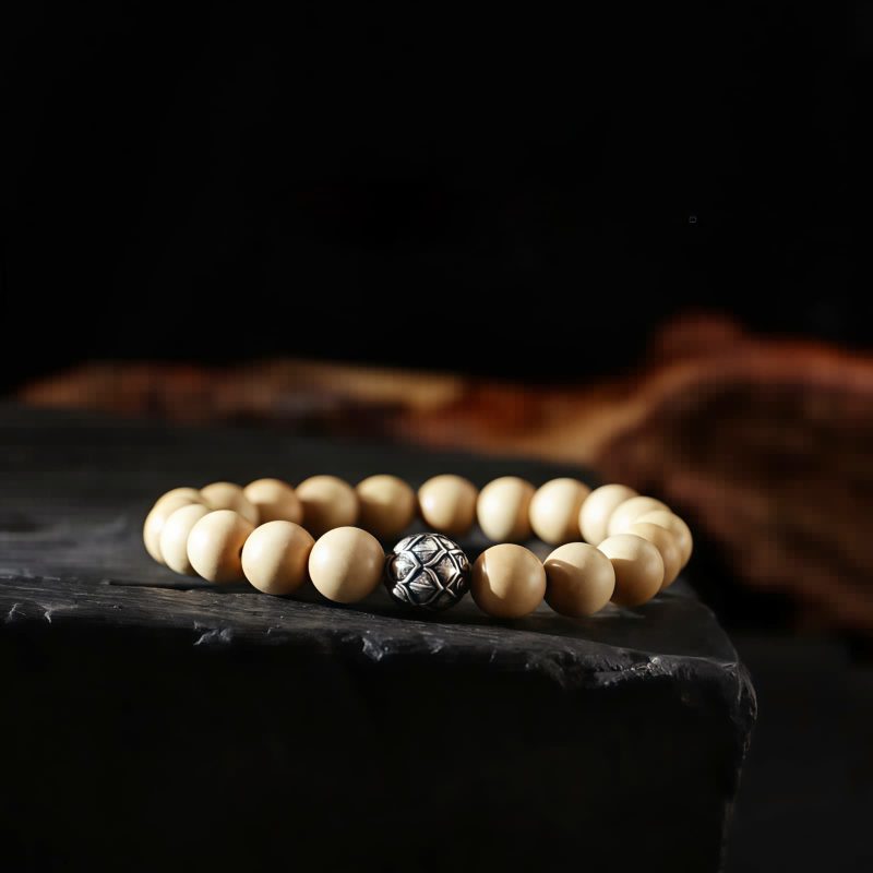 Pulsera de la Fortuna Bagua de Madera de Melocotón del Tíbet con Cinabrio Tibet Peach Wood Cinnabar Bagua Wealth Bracelet